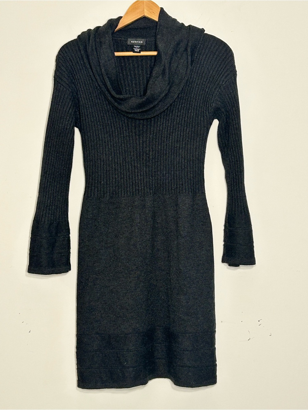Spense Dark Gray Cowl Neck Sweater Dress Size Large